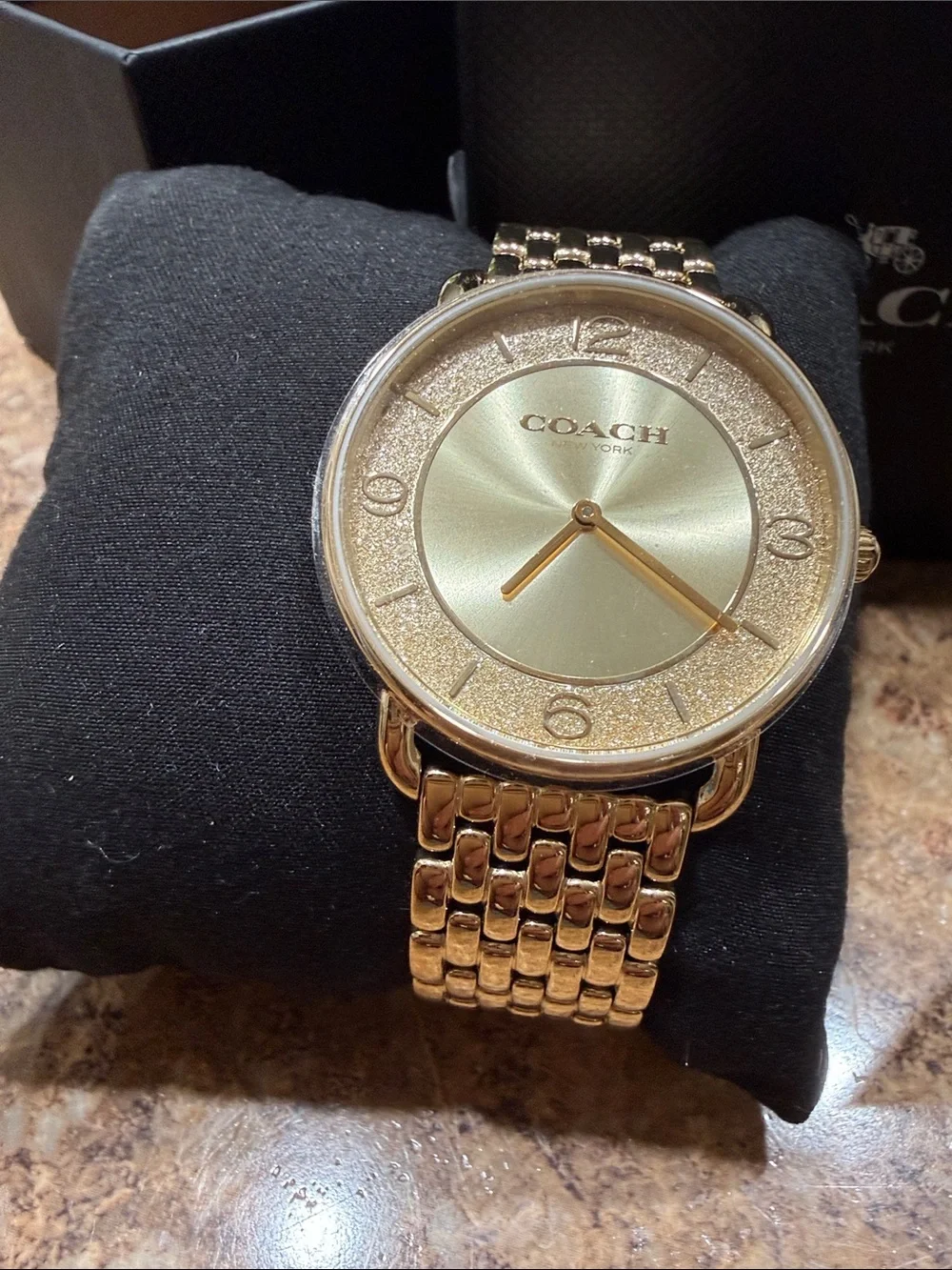 COACH Women's Gold-Tone Glitter Accent Bracelet Watch